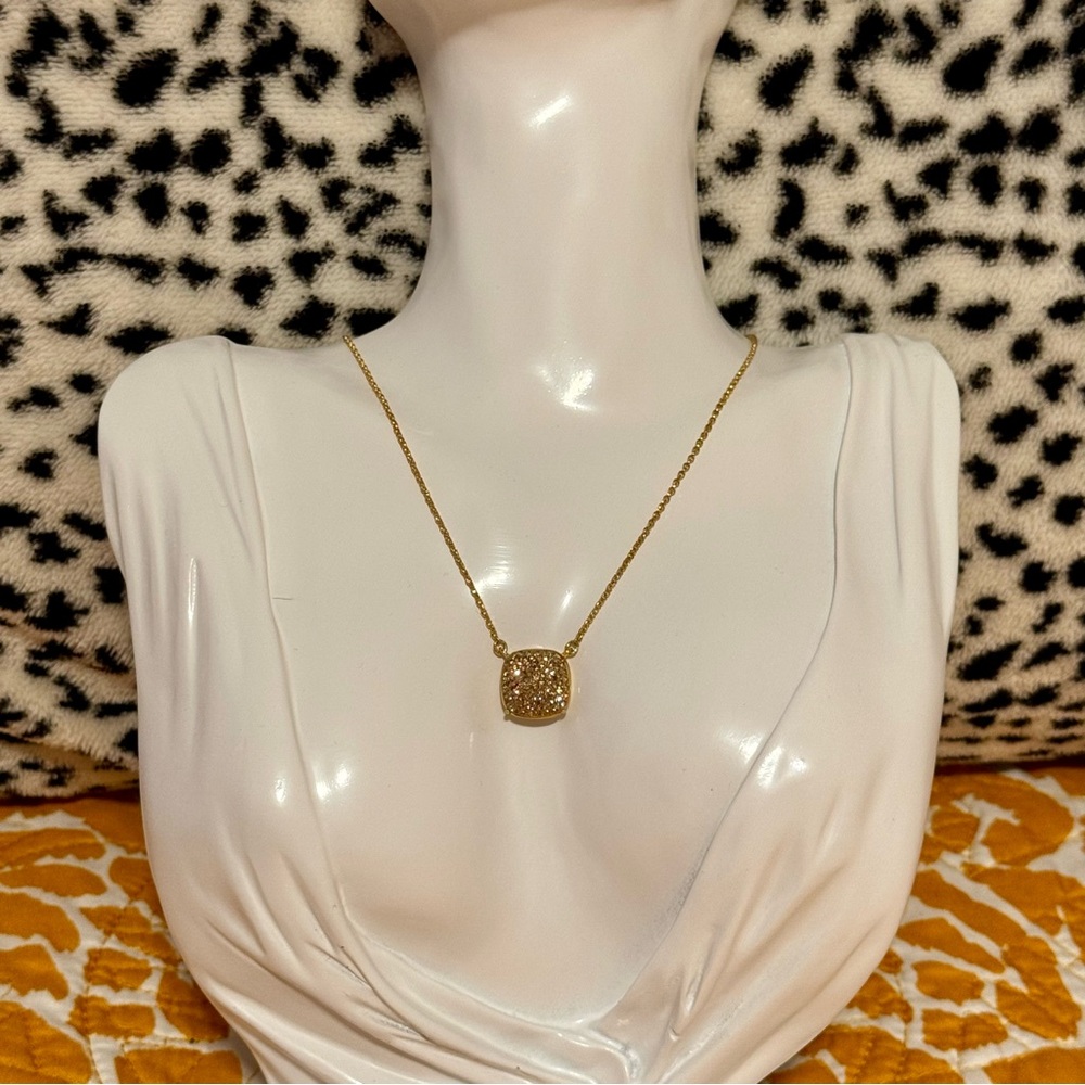 Kate Spade Square Pave Pendant Necklace Yellow Gold - Picture 2 of 6